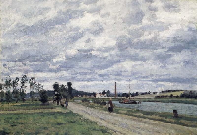 The banks of the Oise near Pontoise Bords de l-Oise pres de Pontoise, Camille Pissarro